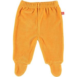 Baby broekje velours met voet oranje. Maat 50