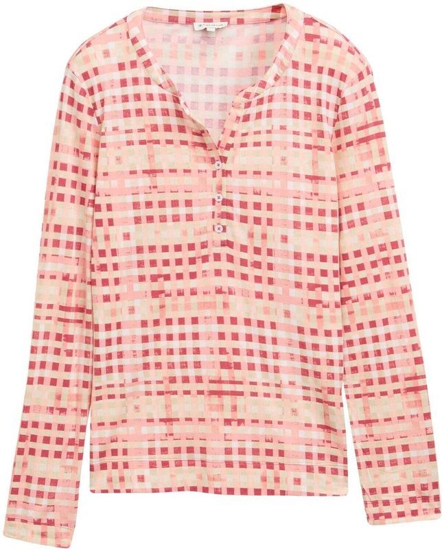 TOM TAILOR T-shirt voor dames, 37125 - Berry Red Check Design, XXL