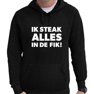 Steak alles in de fik bbq / barbecue hoodie zwart - cadeau sweater met capuchon voor heren - verjaardag/Vaderdag kado M