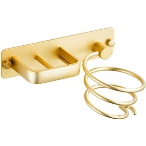 Haardrogerhouder, stijltang houder met kabelhouder, metalen wandhouder (goud) voor het opslaan van haardroger, stijltang, haarborstel, enz.