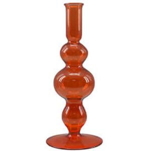 Kandelaars en kaarsenhouders - glazen kandelaar - kleurrijke kandelaar - oranje - by Mooss - Hoog 22cm