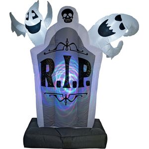 Totally Halloween | Opblaasfiguur | Grafsteen RIP met Spoken | Inclusief verlichting | 183 cm