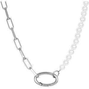 iXXXi-Jewelry-Square Chain Pearl-Zilver-dames-Collier-45 cm
