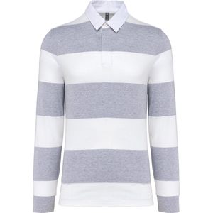 Kariban Gestreepte uniseks polo lange mouwen K285 - Oxford Grey / White Stripes - 4XL