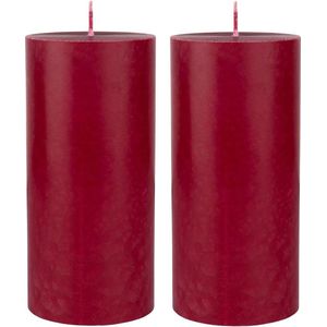 4x stuks rood bordeaux cilinderkaarsen/stompkaarsen 15 x 7 cm 50 branduren - geurloze kaarsen