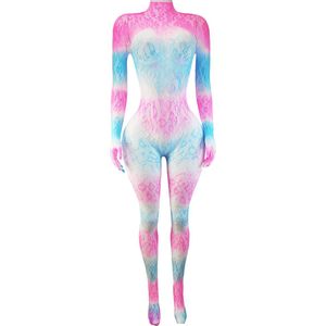 BamBella ® - Panty pak -Onesize - body suit - Dames - Onesize - Erotische jumpsuit van kant lingerie roze wit