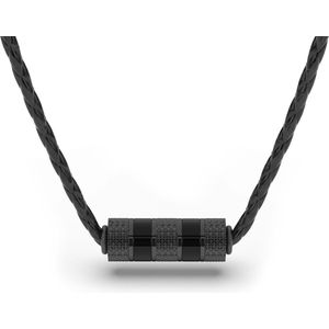 SERASAR Leren Herenketting [Solid] - Zwart 50cm - Gevlochten Halsband