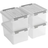 Curver Handy+ Opbergbox - 15L - 4 stuks - Transparant met deksel
