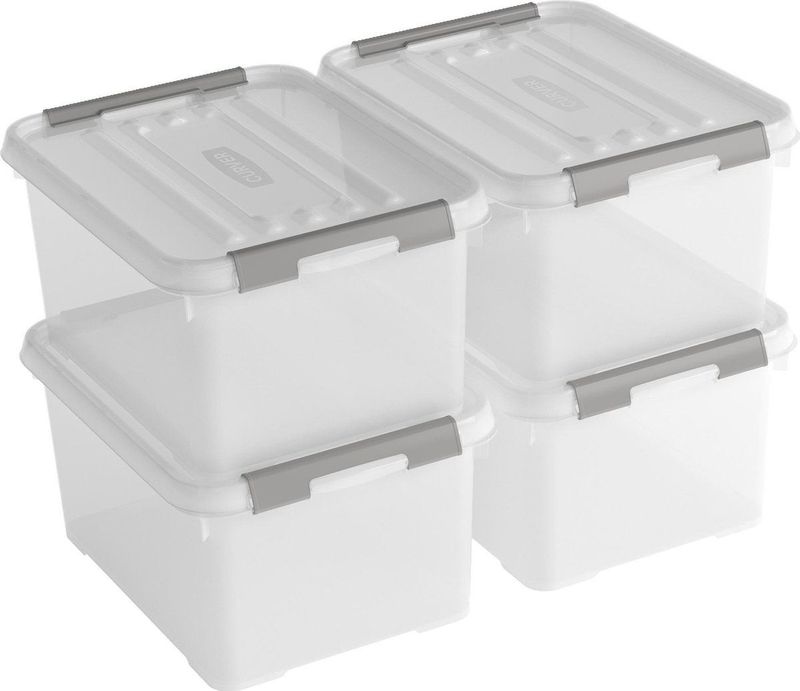 Curver Handy+ Opbergbox - 15L - 4 stuks - Transparant met deksel