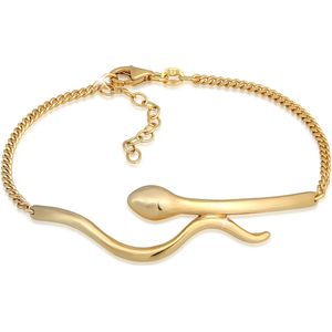 Elli Dames Armband Dames Snake Curb Chain Boho Trend Verstelbaar in 925 Sterling Zilver Verguld