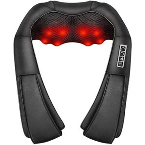 Massageapparaten - Nekmassager, rug- en schouder massager met verwarmingsfunctie, elektrische shiatsumassageapparaat, 3D-rotatie, instelbare snelheid, cadeau voor moeder, vader, vrouw en man, zwart, geschikt voor nek- en rugpijnverlichting
