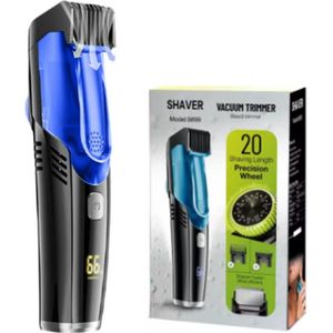 Nuvado Vacuüm Tondeuse Hoofdhaar- Blauw- Scheerapparaat - sterke motor -Verstelbaar 1-20mm - Ingebouwde afzuiging voor snor - Baard - Gezichtshaar- Precisie -Trimmer- Waterdicht - Lange batterij duur - Schoonmaken onder de douche