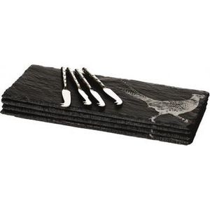 Kaasplankjes Fazant - 4 stuks met mesjes - Cadeauset - Just Slate Company Scotland