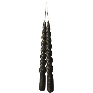 Twisted kaarsen black - 2pc - swirl- candle- zwart