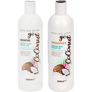 Go Coconut Combiverpakking - Shampoo & Conditioner - Gotta Love Nature | 2x500 ml - Kokosnoot | Verzorgend & Hydraterend Haarverzorgingsduo