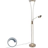 QAZQA ibiza - Moderne Dimbare LED Vloerlamp | Staande Lamp met Dimmer met leeslamp - 1 lichts - H 180 cm - Brons - Woonkamer | Slaapkamer
