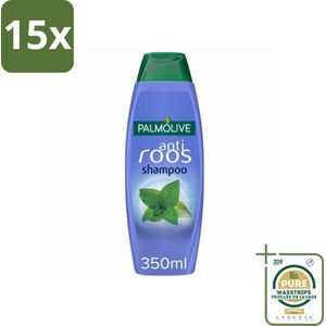 15 x Palmolive Shampoo Anti-Roos 350 ml - Grootverpakking - Anti-roos Shampoo - Roosvoorkomend Shampoo - Wilde Munt Shampoo - Hoofdhuid Verzorging - Schone Hoofdhuid