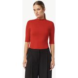 COMMA - Trui - Bloedrood - Knitwear - Opstaande Kraag