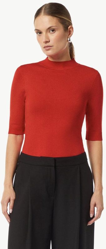 COMMA - Trui - Bloedrood - Knitwear - Opstaande Kraag