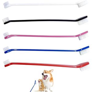 5 stuks hondentandenborstel - dubbele kop - geschikt voor honden en katten - tandreiniging - klein formaat .