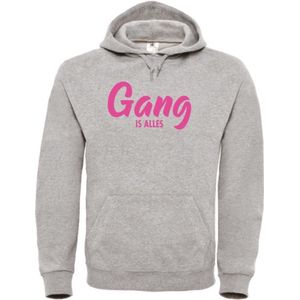 Gang is alles wintersport hoodie grijs S - Fluor roze - soBAD. | Foute apres ski outfit | kleding | verkleedkleren | wintersporttruien | wintersport dames en heren