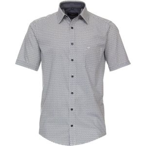 CASA MODA - Multicolor Fantasie - Overhemd - Blauw Dessin - Korte Mouw - Strijkvriendelijk