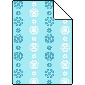 Proefstaal ESTAhome behang kant-motief turquoise en wit - 136828 - 26,5 x 21 cm