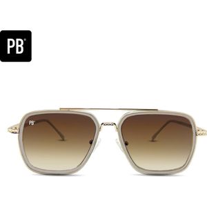 PB Sunglasses - Mason Brown - Zonnebril heren en dames - Gepolariseerd - Bruine glazen - RVS-frame - Stijlvolle extra neusbrug