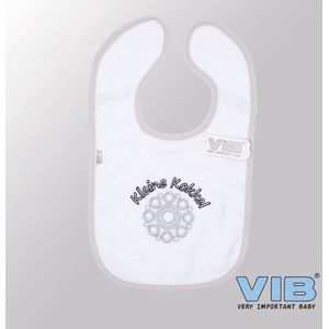 VIB® - Slabbetje Luxe velours - Kleine Kokkel (Wit-Grijs) - Babykleertjes - Baby cadeau