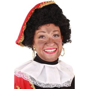 Pieten Pruik Zwart Krullen - met Gratis 2x Haarnetje - Pietenpruik Piet Krulletjes - Sint Sinterklaas Haren Afro Haar Festival