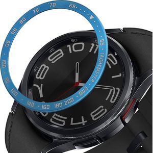kwmobile Bezel Ring with Tachymeter Compatible with Samsung Galaxy Watch 6 Classic 43mm - Protective Ring Watches - Blue / White