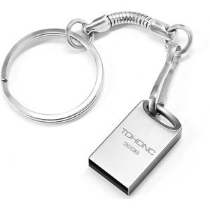 USB-stick, 32 GB, mini-metaal, Thumb Drive, USB 2.0, 32 GB, Flash Drive, waterdicht, Pen Drive, Memory Stick voor laptop, pc-gegevensopslag (zilver)