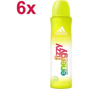 Adidas Fizzy Energy Deodorant Spray – 150 ml – 6 Stuks Voordeelverpakking – Voor Vrouwen