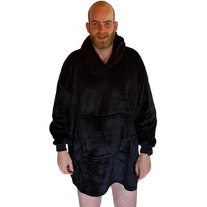 THUISTRUI - Warme snuggie trui - fleece deken - zwart