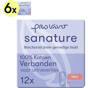 Sanature Pro Vivo 100% katoenen - Incontinentie verband Mini - 6 x 10 stuks - Natuurlijk & voor de gevoelige huid