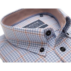 Ledub modern fit overhemd - mouwlengte 72 cm - middenbruin - Strijkvrij - Boordmaat: 38