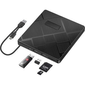 Externe USB 3.0 DVD-Brander - RW - TF-Kaartlezer - Draagbaar - Windows/Mac