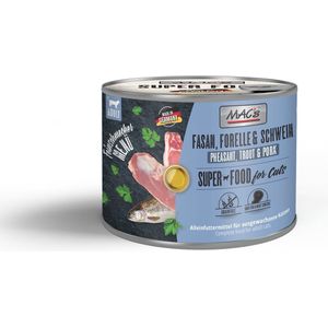 MAC's Superfood Kattenvoer Fijnproever Natvoer Blik -Fazant, Forel & varkensvlees 6x 200g - hoog vers vleesgehalte 98,8%