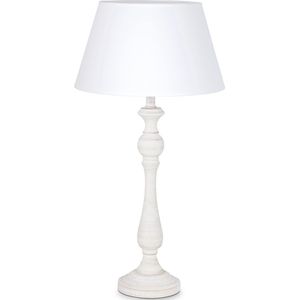 Home Sweet Home tafellamp Largo - tafellamp Step vintage wit inclusief lampenkap - lampenkap 30/20/17cm - tafellamp hoogte 49 cm - geschikt voor E27 LED lamp - wit