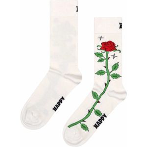 Happy Socks - Rose - Huissokken - Wit - Opvallend Rozenmotief