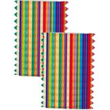 Folat Trek lampion strepen - 2x - H16 cm - meerkleurig - papier - papier - Sint Maarten/kinderfeestje versiering/lampionnen
