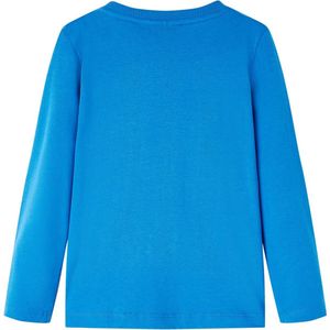 Kindershirt lange mouwen - 140 - Kobaltblauw - Katoen