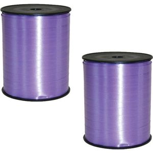 2x rollen cadeaulint/sierlint in de kleur lavendel paars 5 mm x 500 meter - Krul linten voor bloemen/ballonnen