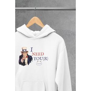 Hoodie - I need your pussy - Wurban Wear | Grappige hoodie | Leuk cadeau | Unisex hoodie | Meme | Meme kleding | Viespeuk | Grappige kleding | Grappige trui | Dubbelzinnige kleding | Wit