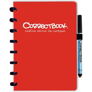 Correctbook - A5 - Gelijnd - Rood - Uitwisbaar / herbruikbaar / whiteboard notitieboek