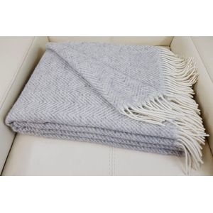 Wollen Plaid - HELSINKI - Lichtgrijs (140x200cm) 100% Wol - ECO Deken - Plaids.shop® Collectie