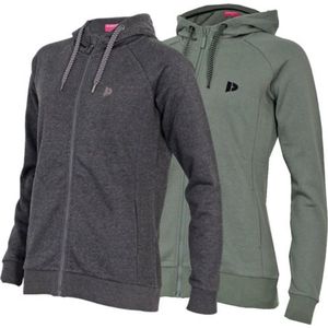 2-Pack Donnay - Vest met capuchon (Anna) - Sportvest - Dames - Charcoal-marl/Jungle green (597) - maat M