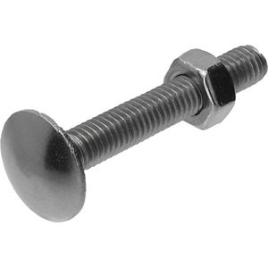 Slotbout met moer. M6 x 40mm. lang. RVS-A2. 15 stuks Houtbout. Ifix.