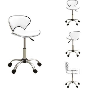 vidaXL Kantoorstoel - Zitcomfort - 360 graden draaibaar - Wit Kunstleer - 46.5x48.5x(69.5-83.5)cm - 110kg - Bureaustoel