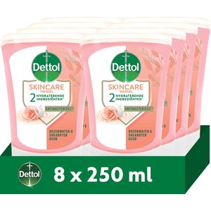 Dettol No-Touch Handzeep Navulling Rozenwater & Sheaboter 250ml - 8 stuks - Voordeelverpakking
